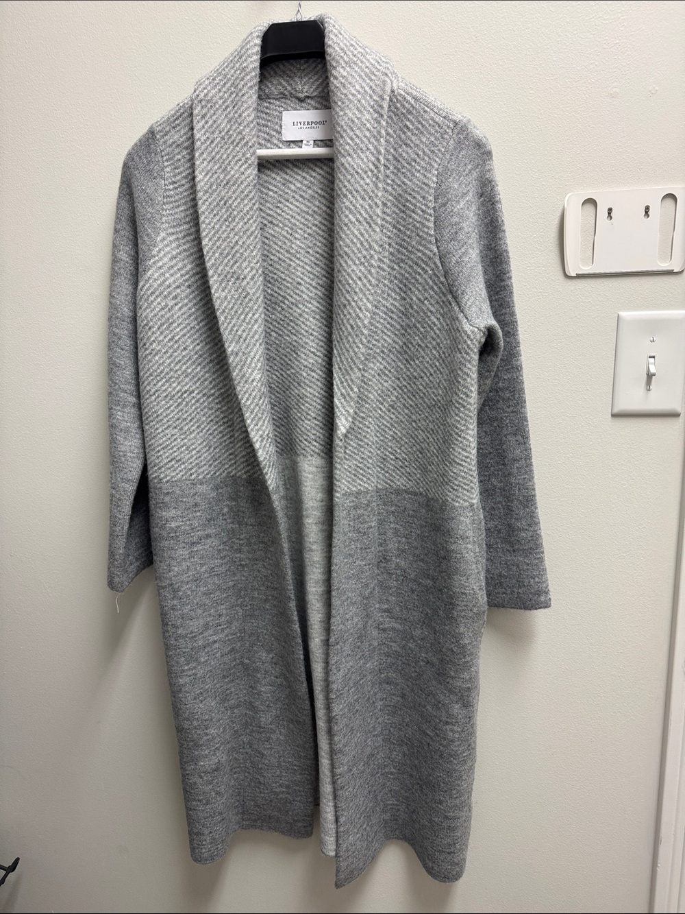 Liverpool Two-Tone Gray Open Front Shawl Cardigan